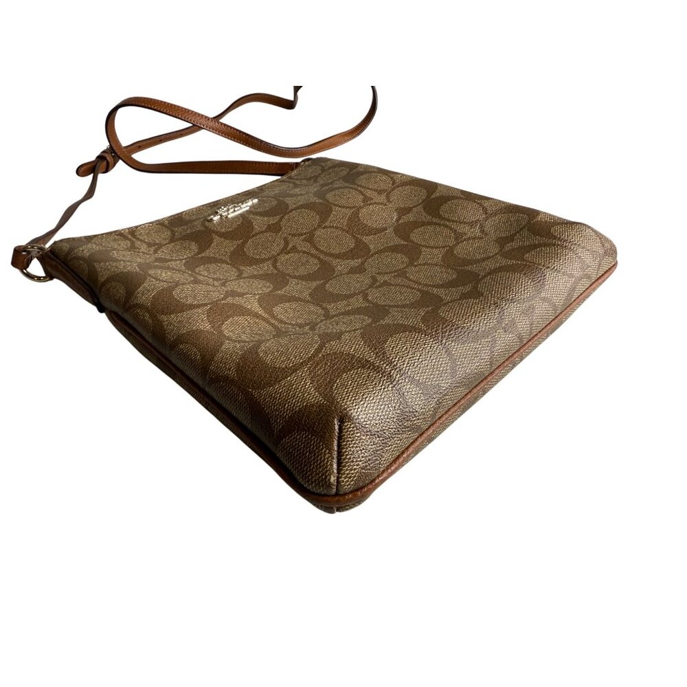 Coach Signature Canvas Crossbody Messenger Bag Brown Leather Trim‎ - Picture 9 of 9